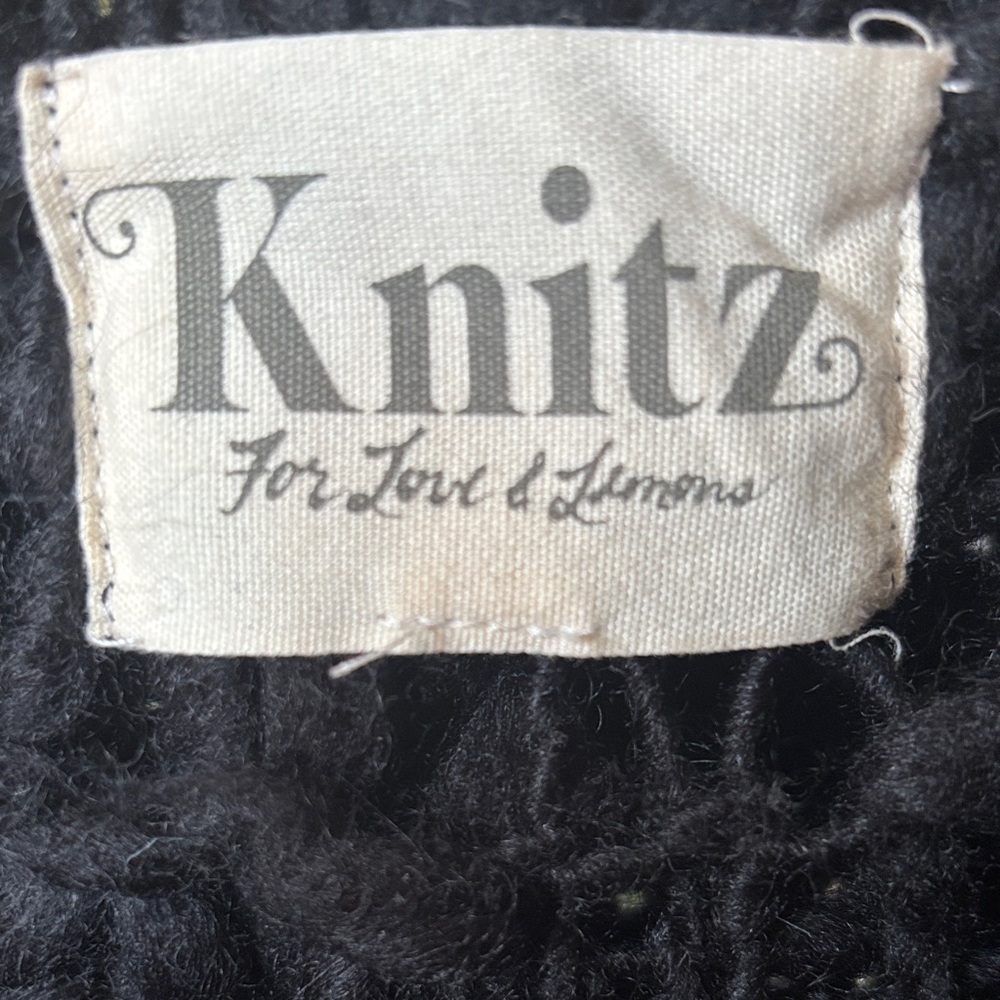 For Love And Lemons Black Open-Knit Cardigan with a Hood - Picture 2 of 9